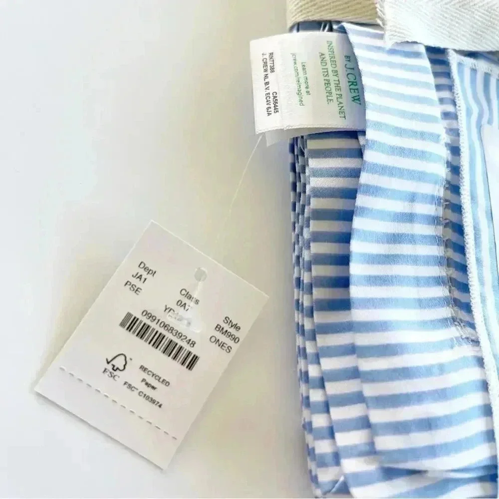 J.Crew set of four placemats in blue heritage seersucker stripe NWT